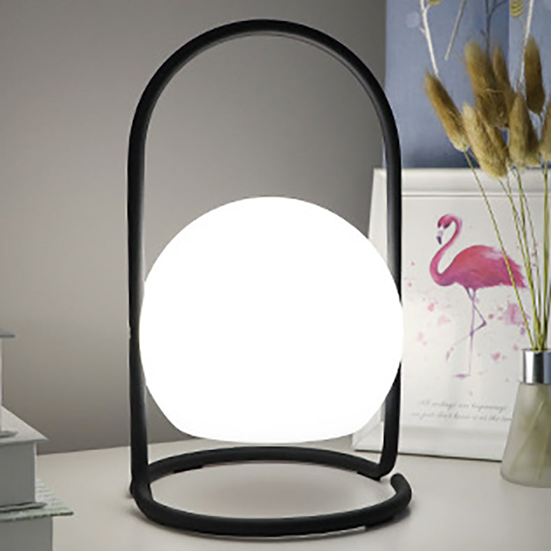Contemporary Nordic Metal PE Ball Egg Cube Cylinder LED Hanging Rechargeable Table Lamp For Bedside