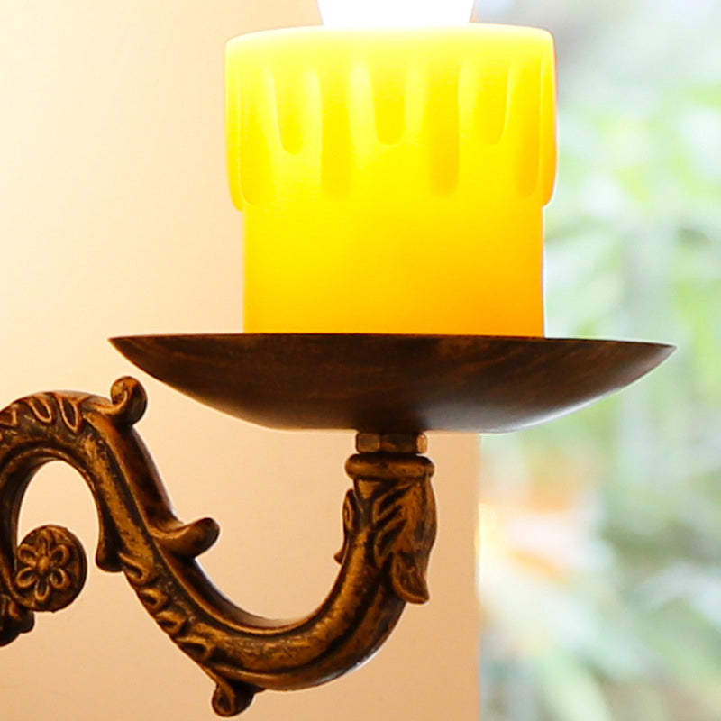 Vintage Candle Bamboo Woven 1-Light Wall Sconce Lamp
