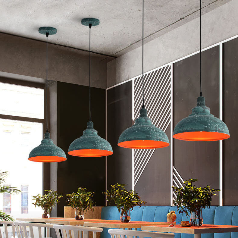 Industrial Vintage Rust 1-Light Dome Pendant Light