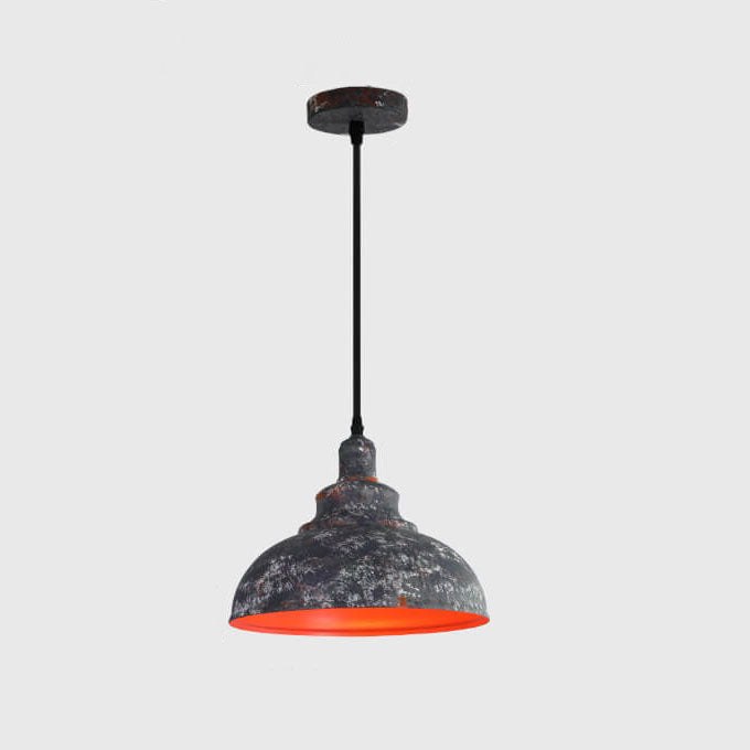 Industrial Vintage Rust 1-Light Dome Pendant Light