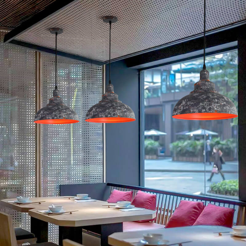 Industrial Vintage Rust 1-Light Dome Pendant Light