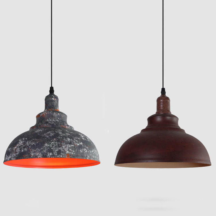 Industrial Vintage Rust 1-Light Dome Pendant Light