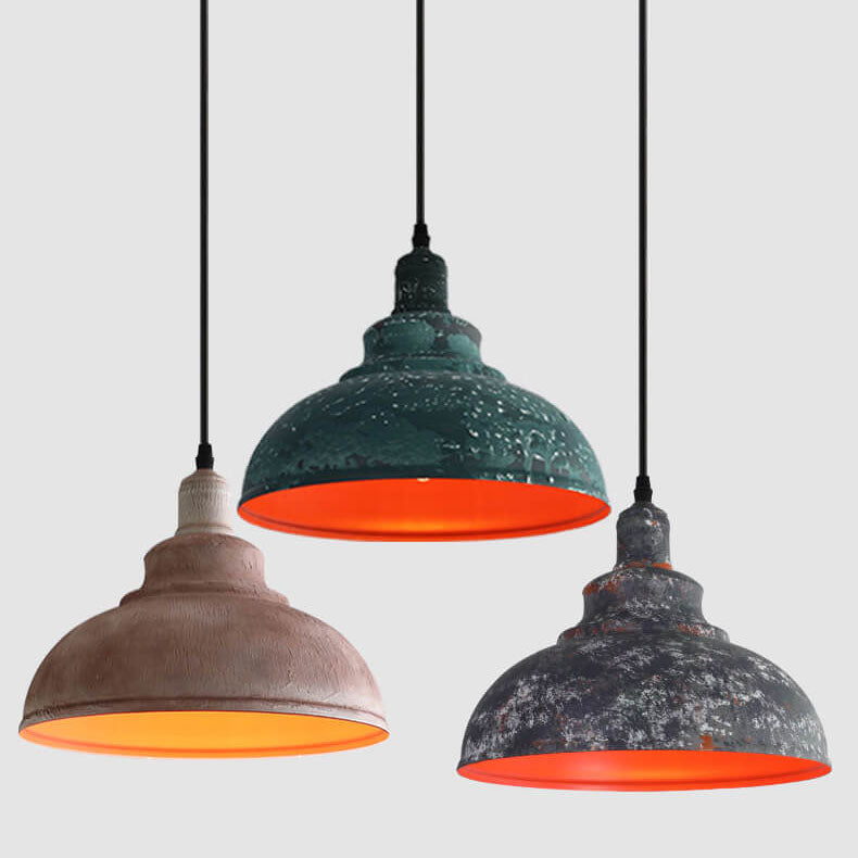 Industrial Vintage Rust 1-Light Dome Pendant Light
