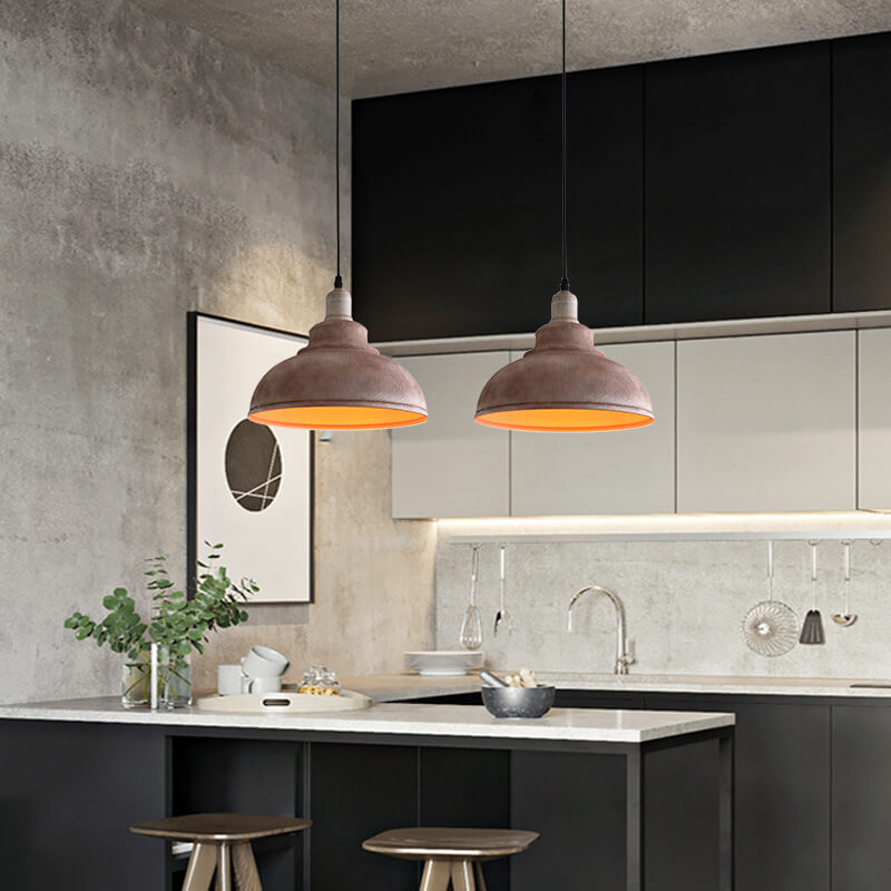 Industrial Vintage Rust 1-Light Dome Pendant Light