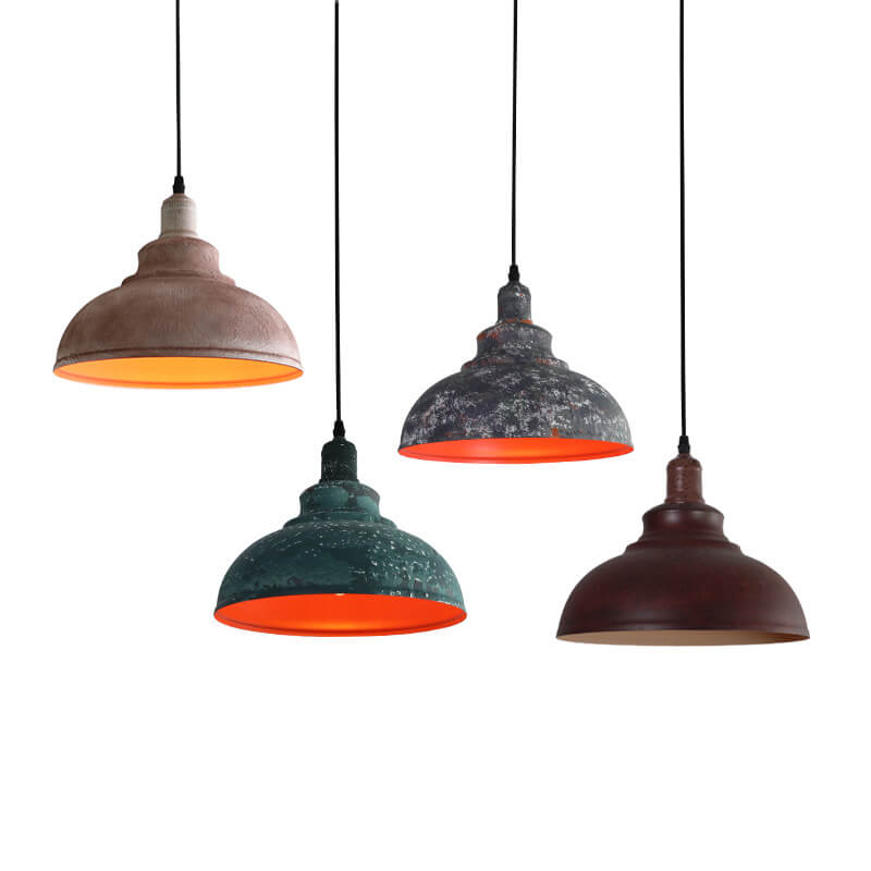Industrial Vintage Rust 1-Light Dome Pendant Light
