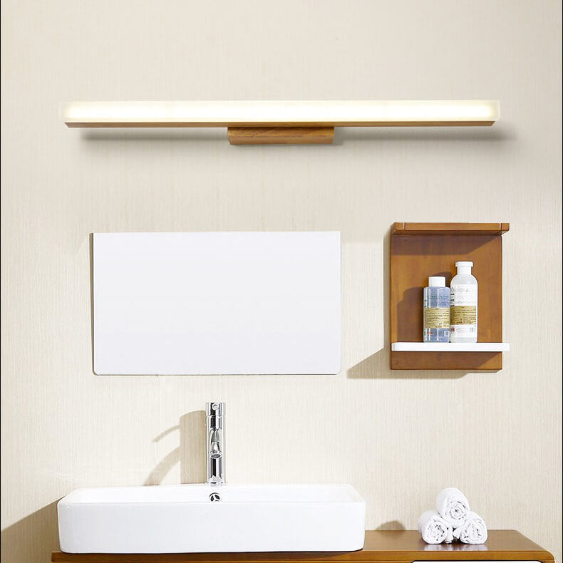 Modern Wood Linear LED Mirror Front Light Wall Sconce Lamps