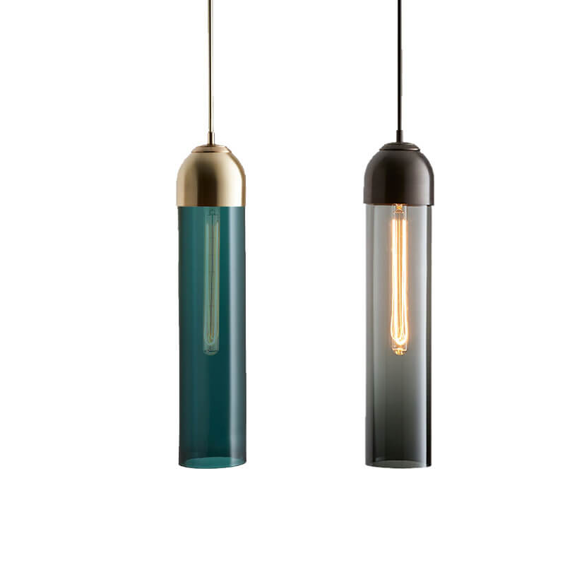 Minimalist Tube-Shaped Glass 1-Light LED Pendant Light