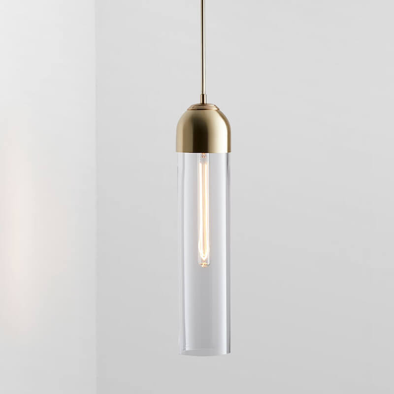 Minimalist Tube-Shaped Glass 1-Light LED Pendant Light