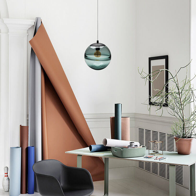 Modern Minimalist Color Glass Orb 1-Light Pendant Light