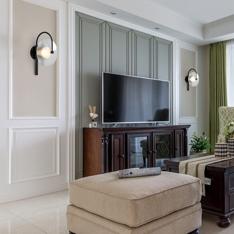 مصباح حائط LED زجاجي بتصميم قوس إبداعي حديث مزود بمصباح واحد