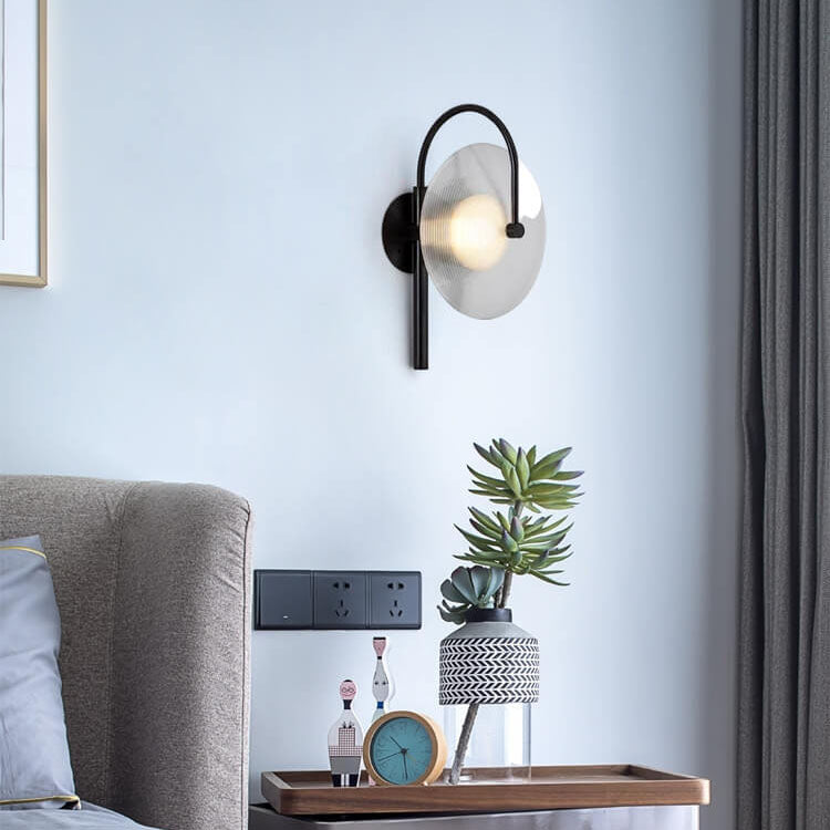 مصباح حائط LED زجاجي بتصميم قوس إبداعي حديث مزود بمصباح واحد