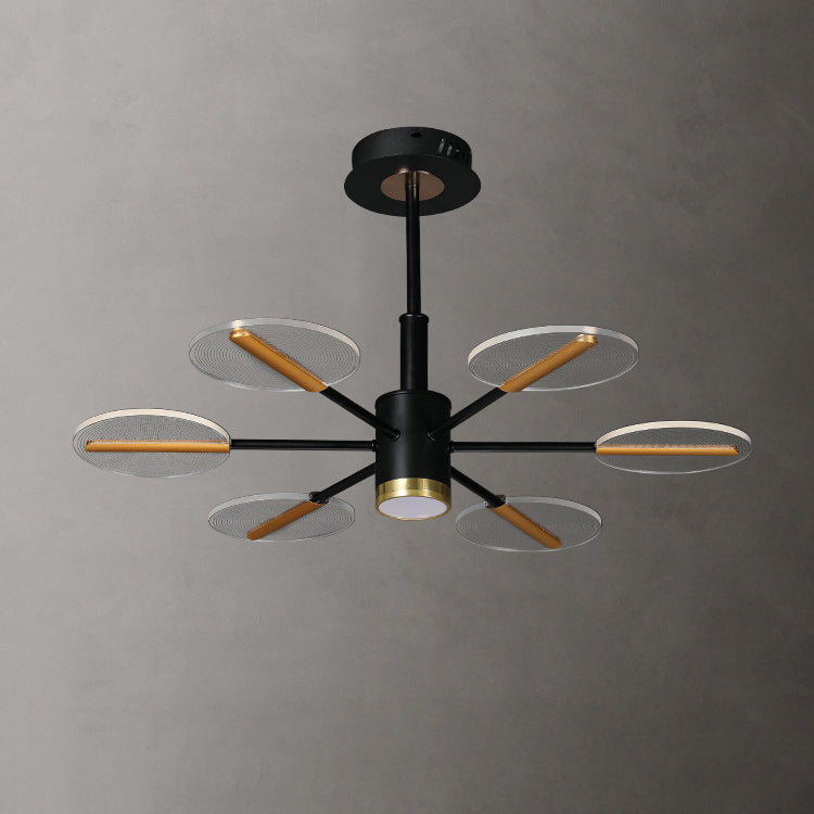 Contemporary Scandinavian Branch Round Iron Acrylic LED Chandelier For Living Room