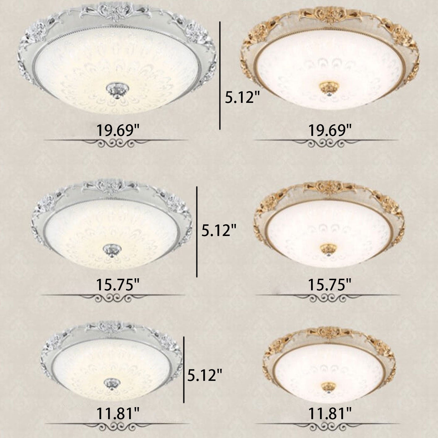 European Retro Round Floral Design LED Flush Mount Ceiling Light