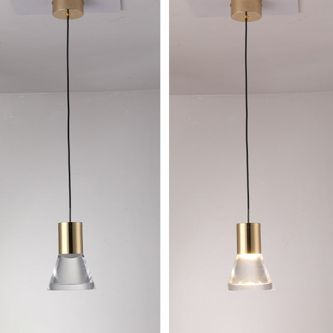 مصباح LED شبه مخروطي معاصر من النحاس والأكريليك لغرفة النوم
