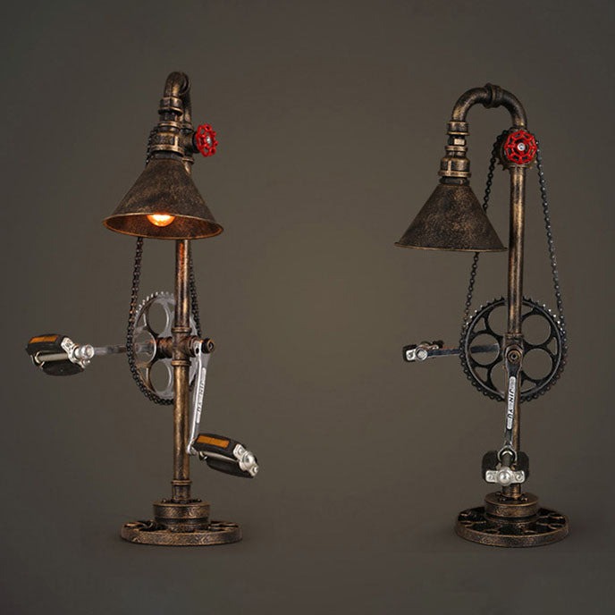 Industrial Vintage Iron Gear Plumbing Metal 1-Light Table Lamp