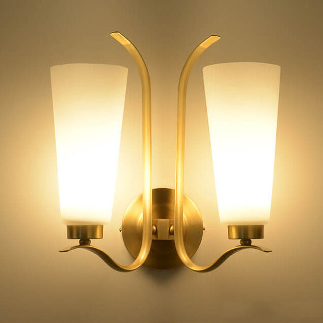 European Light Luxury All Copper Glass 1/2-Light Wall Sconce Lamp