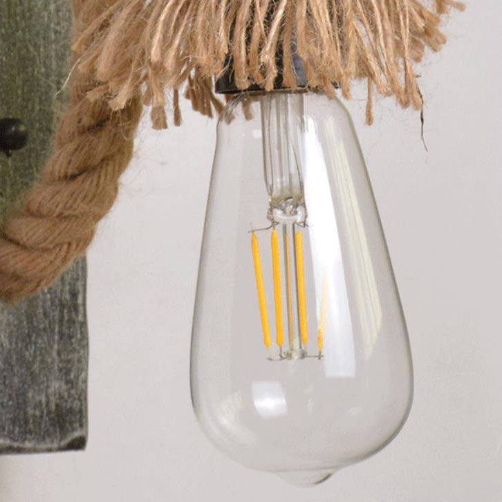 Vintage Industrial Solid Wooden Twine 1-Light Wall Sconce Lamp