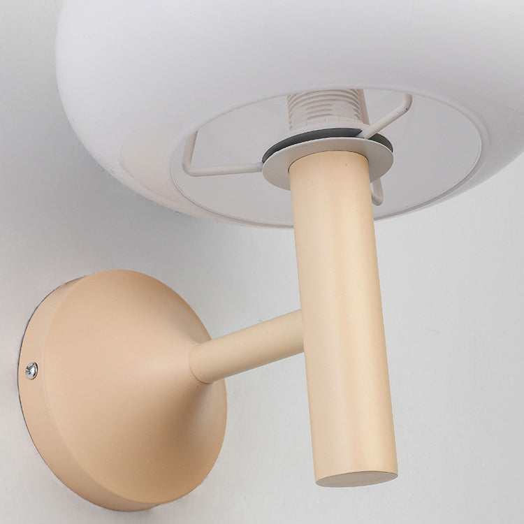 Modern Simplicity Iron Glass Mushroom Round 1-Light Wall Sconce Lamp For Bedside