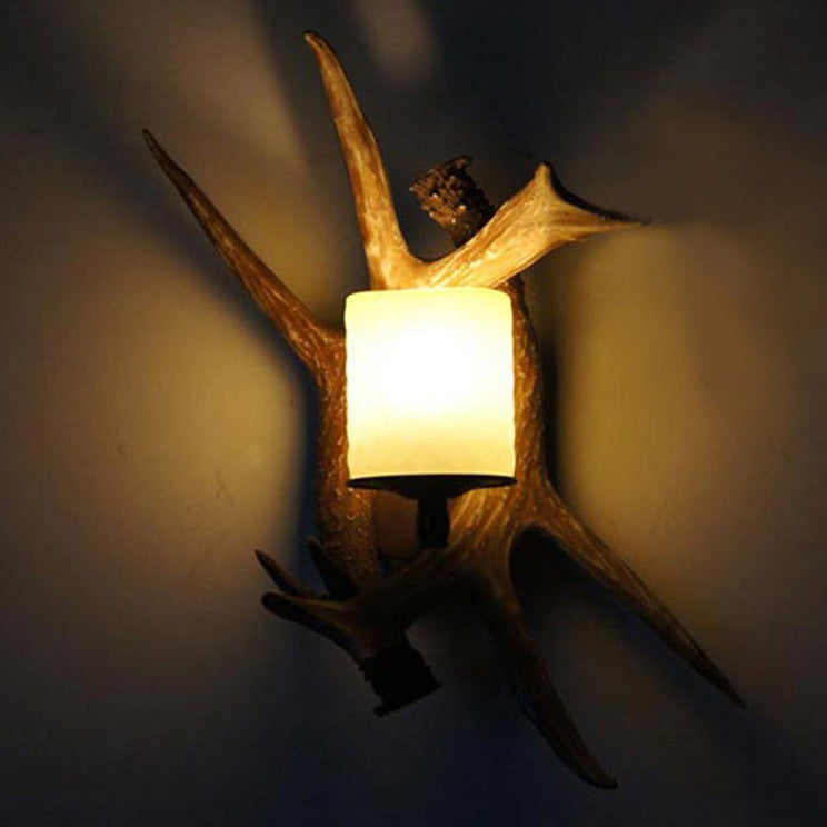 مصباح حائط زجاجي عتيق من الراتينج بنصف ضوء للممر