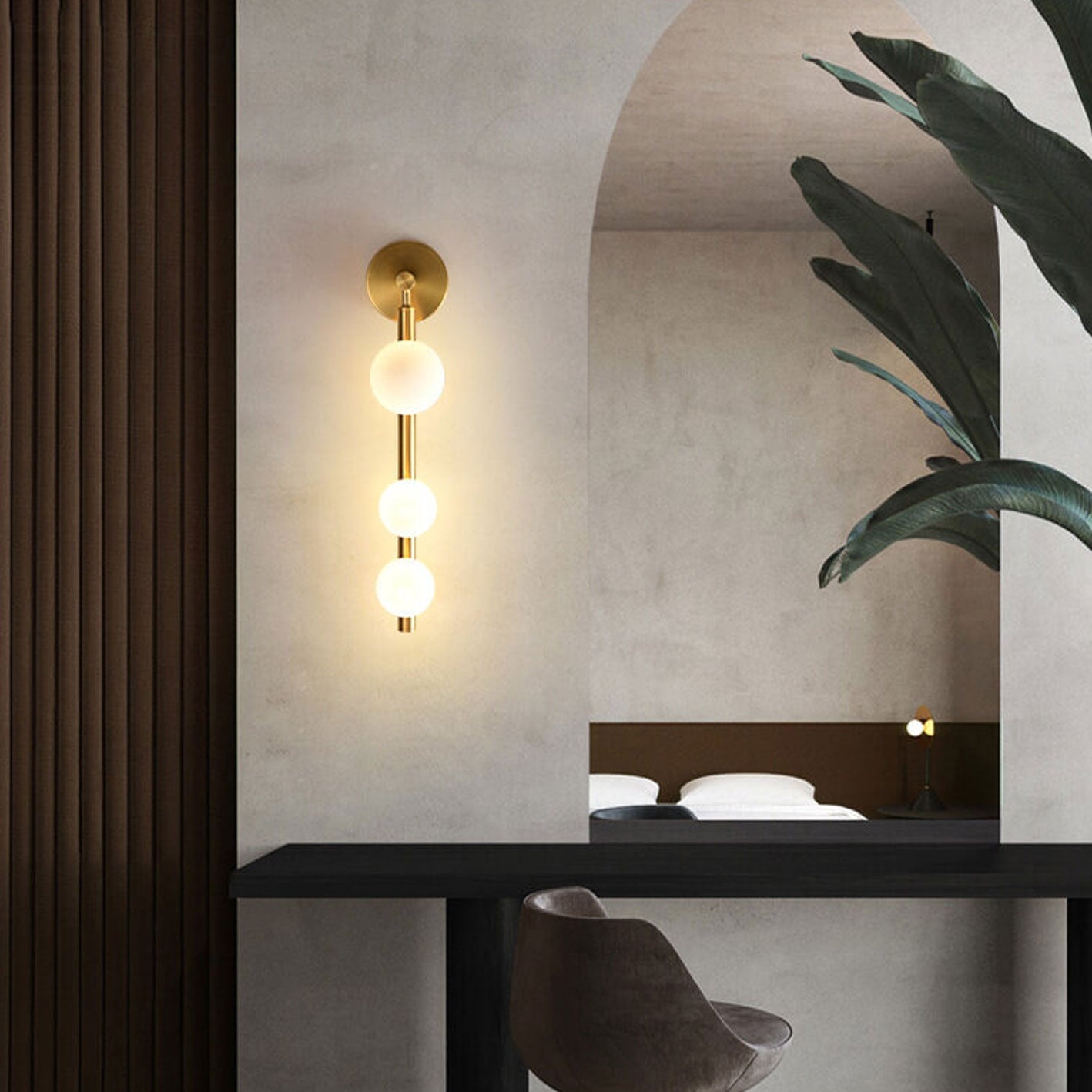 مصباح حائط فاخر بتصميم إبداعي من الخرز بثلاثة مصابيح