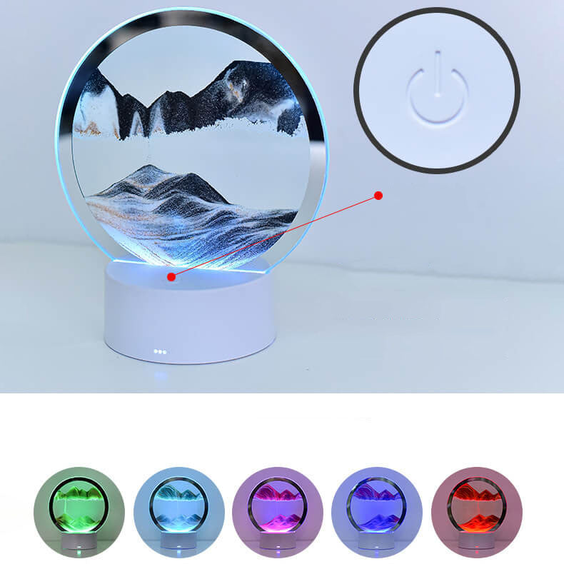 Creative Round Hourglass Quicksand 3D LED Night Light Table Lamp
