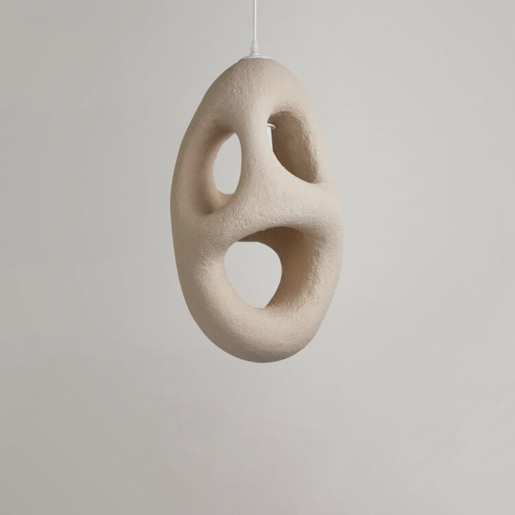 Japanese Wabi-sabi Resin Geometric Circle 1-Light Pendant Light