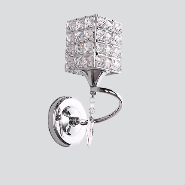 Modern Luxury Crystal Cylindrical Square 1-Light Wall Sconce Lamp