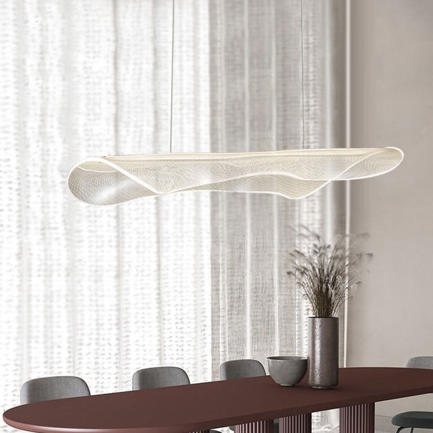 ثريا LED بتصميم أوراق طويلة من الأكريليك بتصميم جزيرة بإضاءة عصرية فاخرة