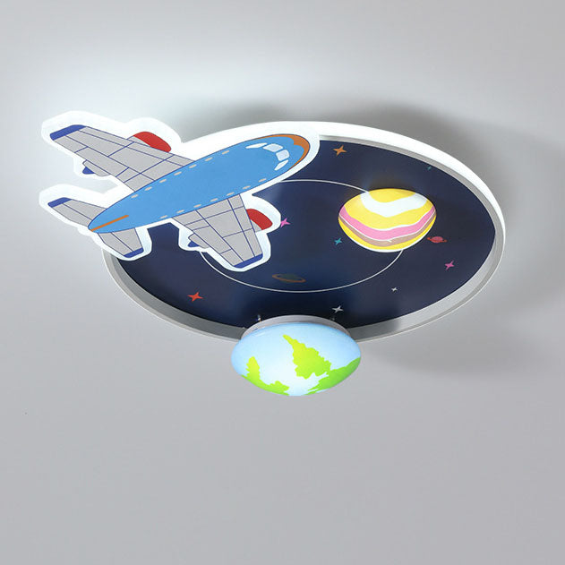 Cartoon Creative Aircraft Space LED Kids Flush Mount Ceiling Light