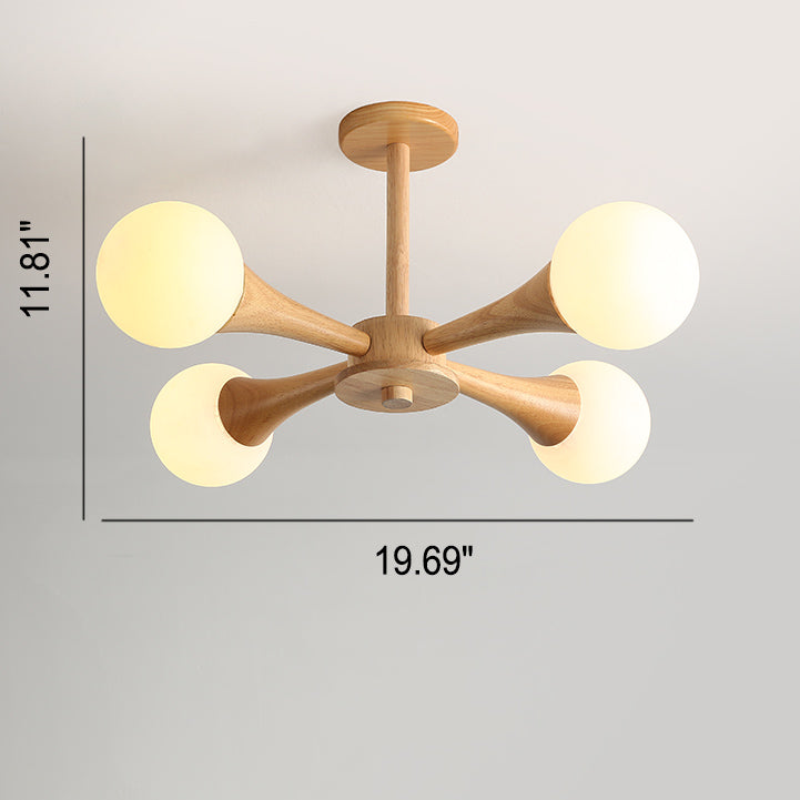Japanese Log Fork 3/4/5-Light Semi-Flush Mount Light