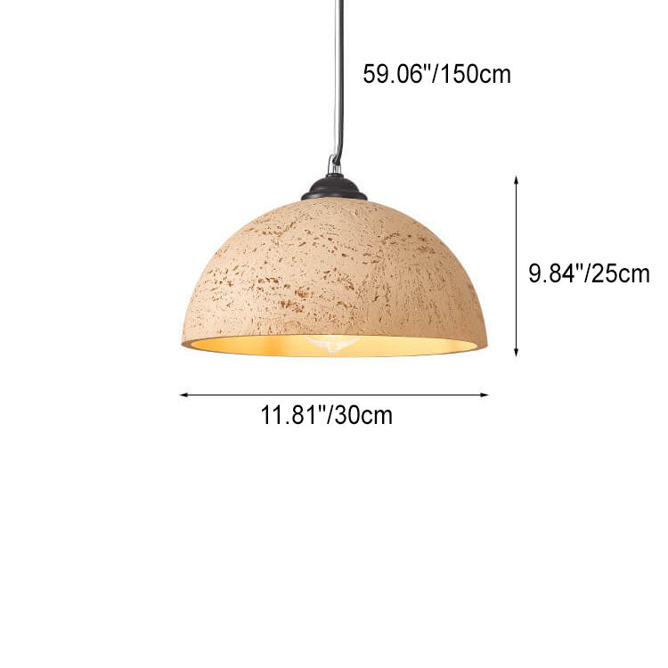 Minimalist Resin Round Dome Hand Sculpted 1-Light Pendant Light