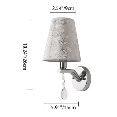 Modern Transitional Flower Pattern Fabric Shade Electroplated Iron Frame 1-Light Wall Sconce Lamp For Living Room
