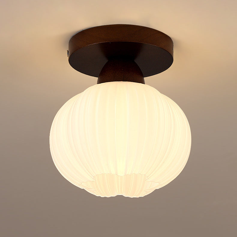 Contemporary Vintage Flower Wood Acrylic 1-Light Semi-Flush Mount Ceiling Light For Living Room