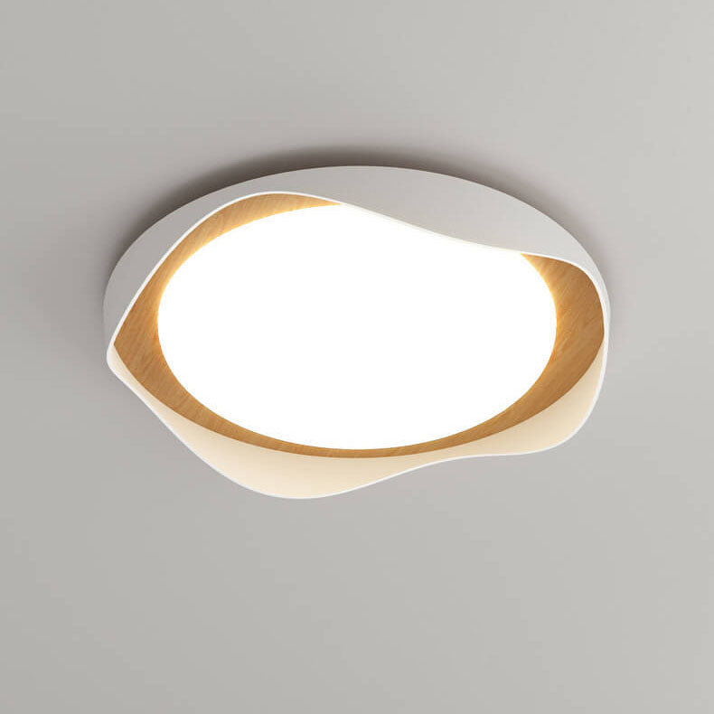 Modern Creative Round Ripple Pure White Iron Acrylic LED Flush Mount Light