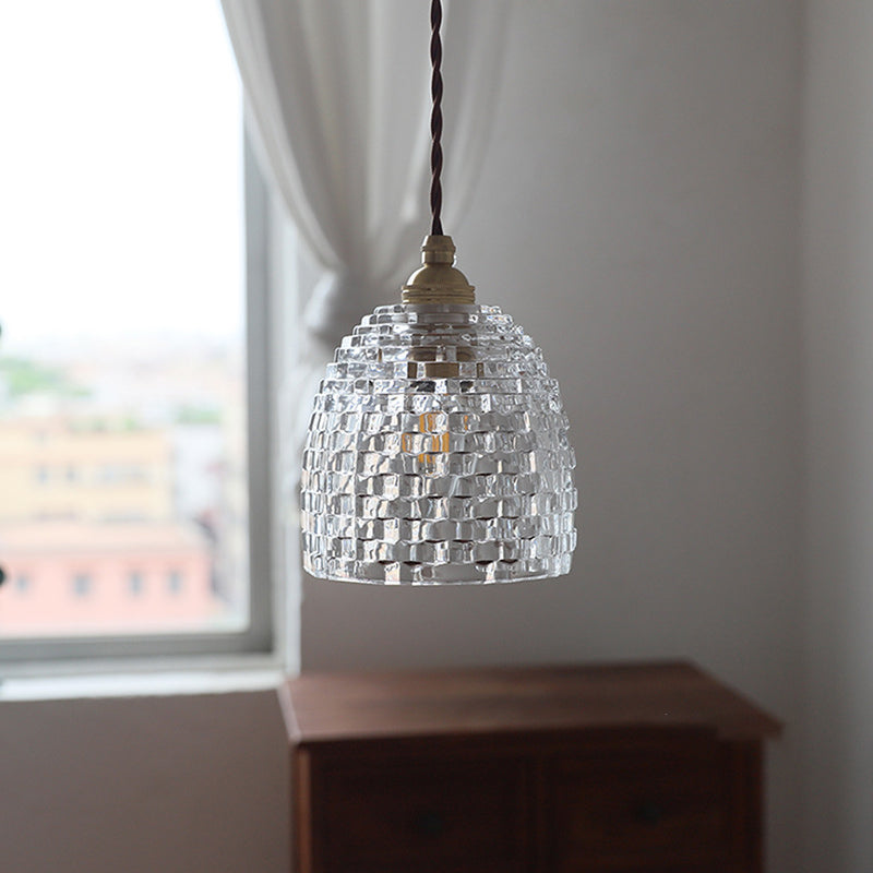 مصباح معلق فرنسي تقليدي من النحاس المنقوش على شكل زهرة، مزود بمصباح واحد، لغرفة المعيشة