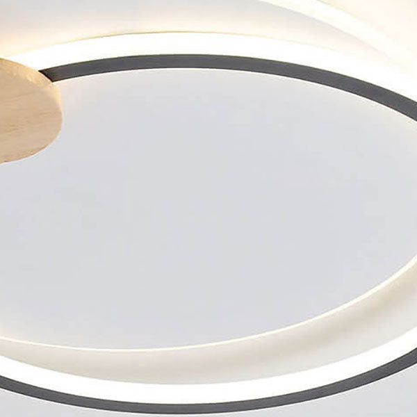 Nordic Simple Round Ring Aluminum Wood LED Flush Mount Ceiling Light