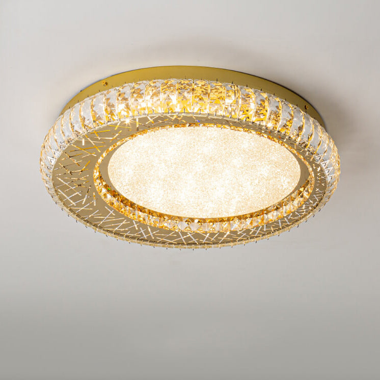 Modern Luxury Crystal Bird Nest Round LED Flush Mount Ceiling Light