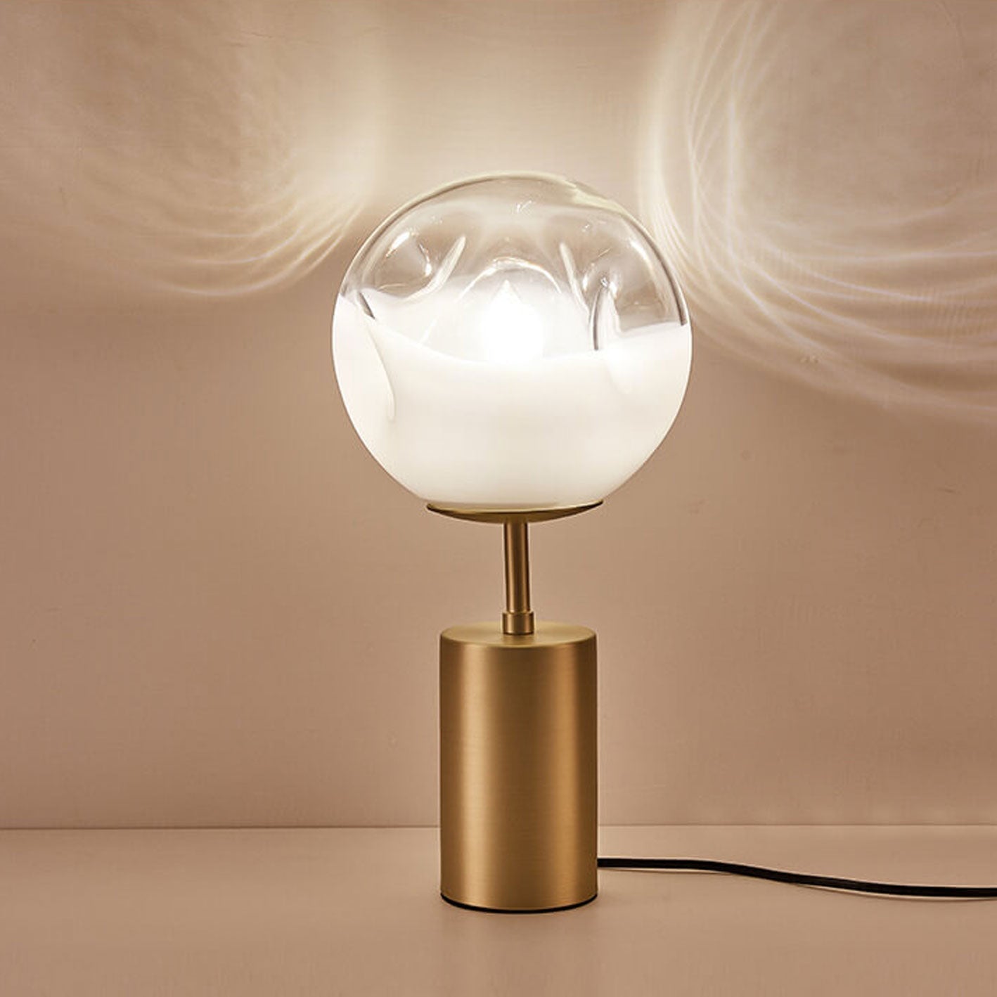 Modern Minimalist Creative Convex Glass Spherical Lamp Shade 1-Light Table Lamp
