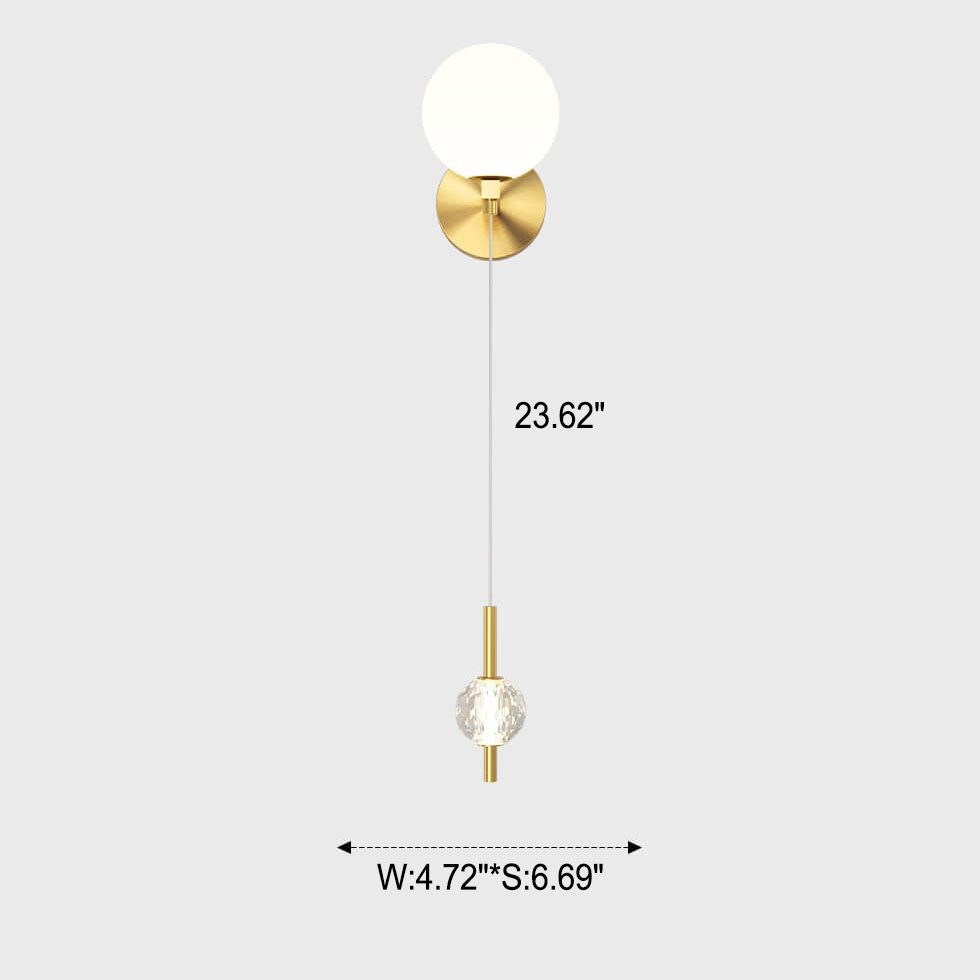 Modern Minimalist Copper Crystal 1-Light Wall Sconce Lamp