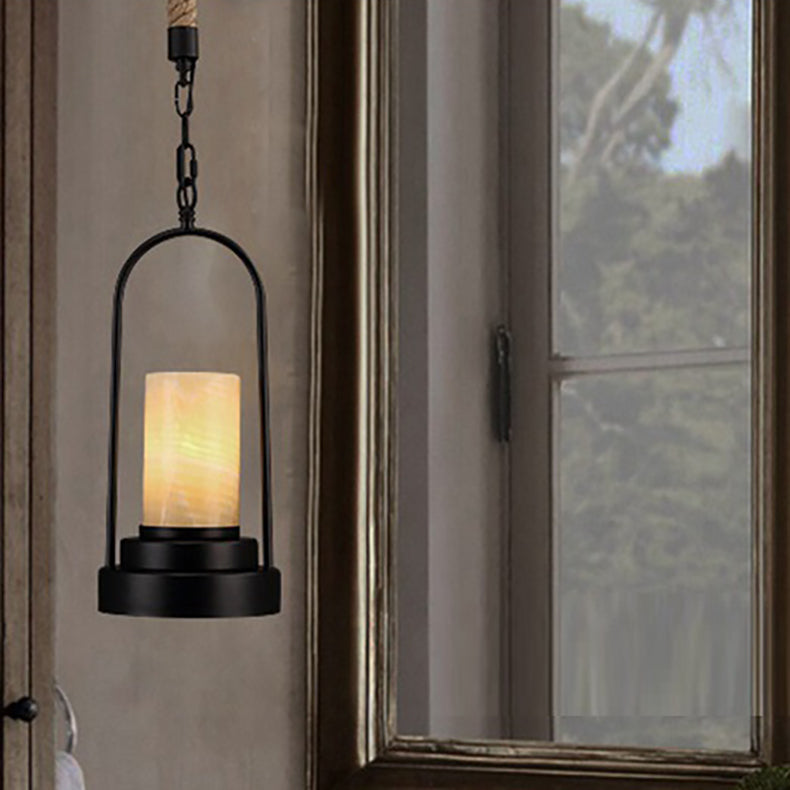 Vintage Industrial Candle 1-Light Hemp Wire LED Pendant Light