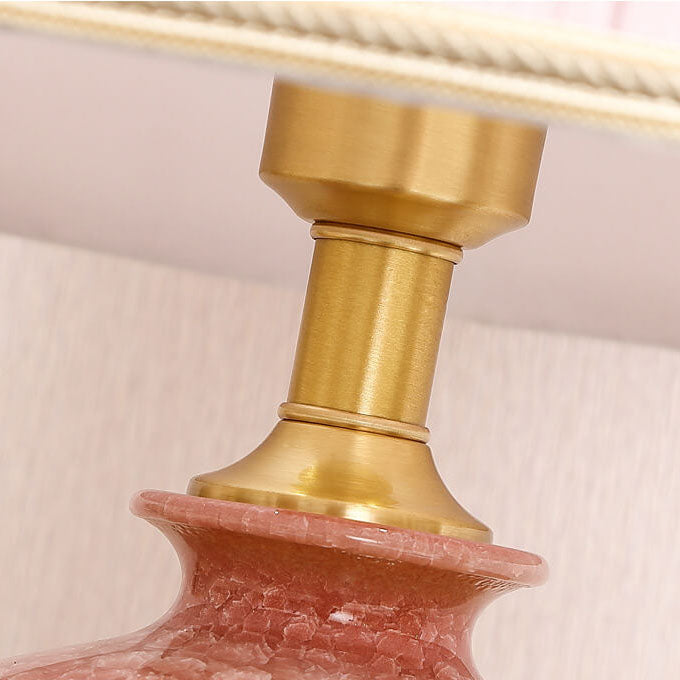 Traditional Chinese Fabric Shade Ceramic Vase Base 1-Light Table Lamp For Home Office