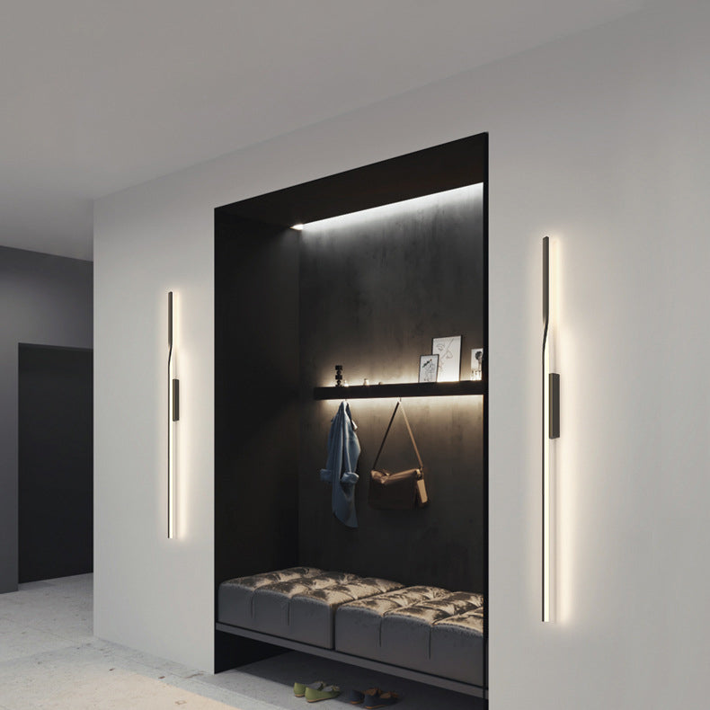 مصباح حائط LED من السيليكون بخط مستقيم من الألومنيوم بتصميم عصري بسيط لغرفة المعيشة