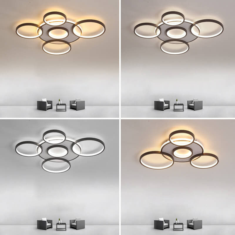 Modern Light Luxury Circular Combination Aluminum LED Flush Mount Ceiling Light