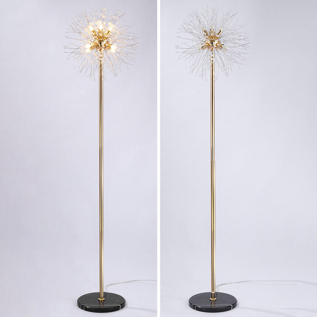 Modern Creative Dandelion Shade Crystal Aluminum Marble Base 8/9-Light Standing Floor Lamp