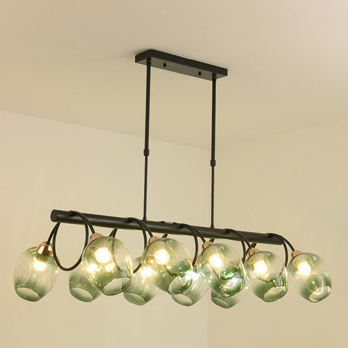 Nordic Light Luxury Gradient Glass Linear 6/8/10 Light Island Light Chandelier