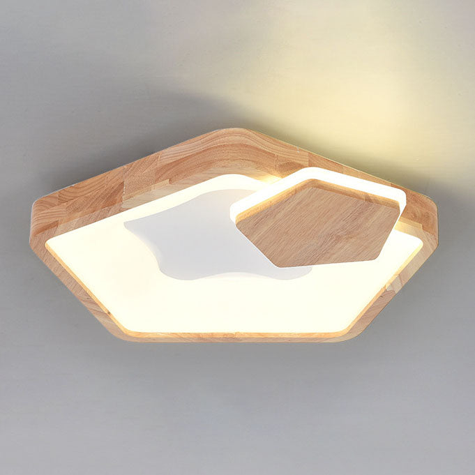 Modern Creative Pentagram Round Log Acrylic Children's LED Flush Mount Lighting
