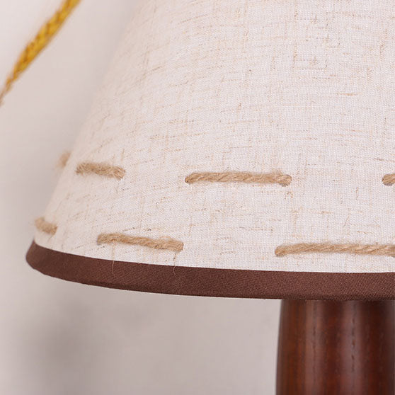 Traditional Vintage Tapered Marble Solid Wood Fabric 1-Light Table Lamp For Bedroom