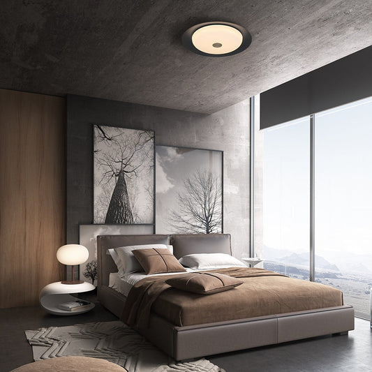 Contemporary Scandinavian Round Aluminum Acrylic Copper LED Semi-Flush Mount Ceiling Light For Living Room