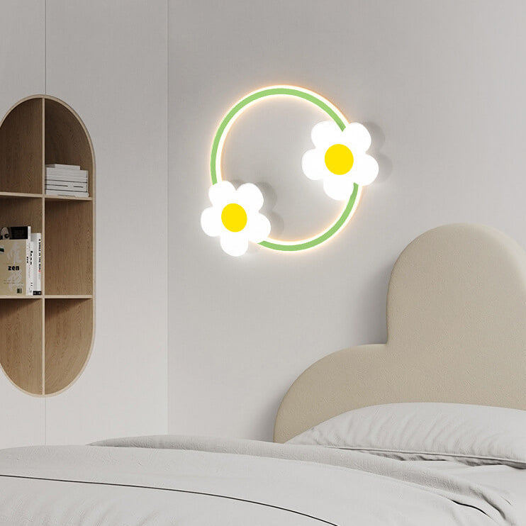 مصباح حائط LED بتصميم دوار الشمس من الأكريليك بتصميم عصري بسيط من الحديد