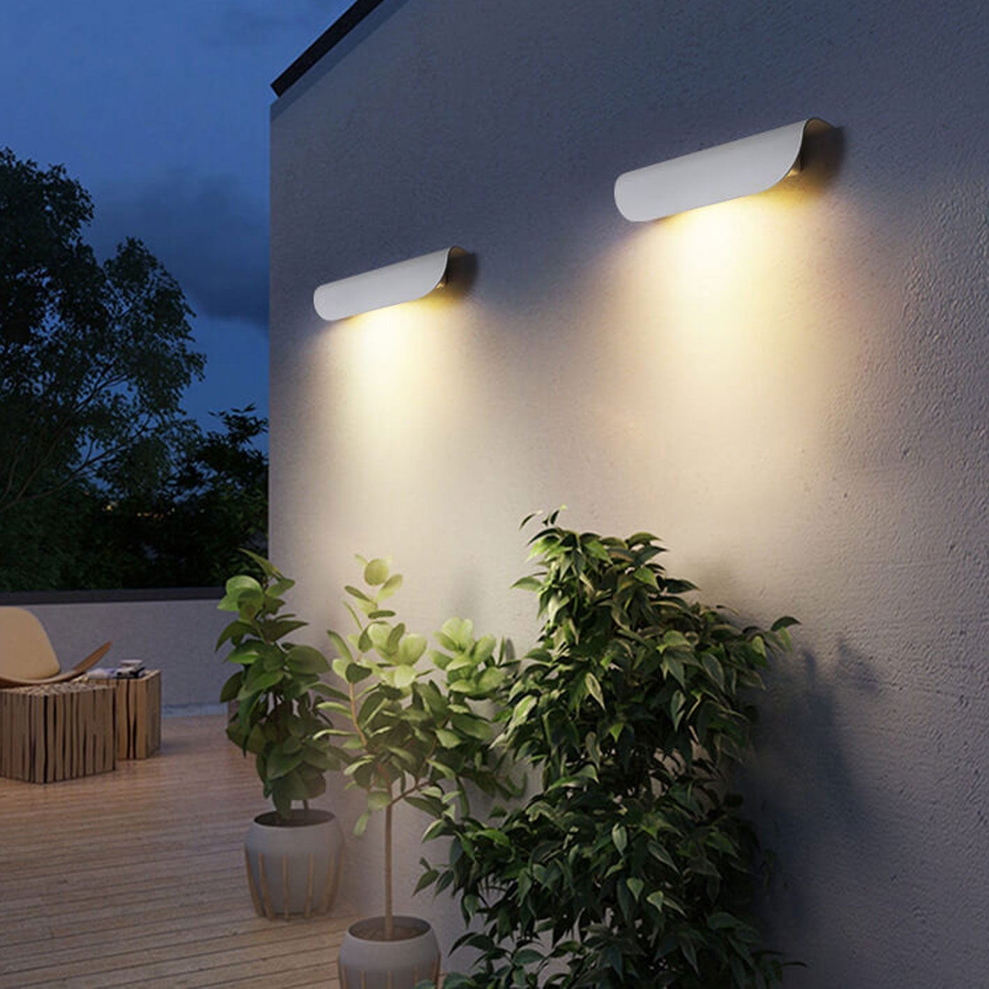 Modern Outdoor Curved Waterproof LED Garden Wall Sconce Lamp